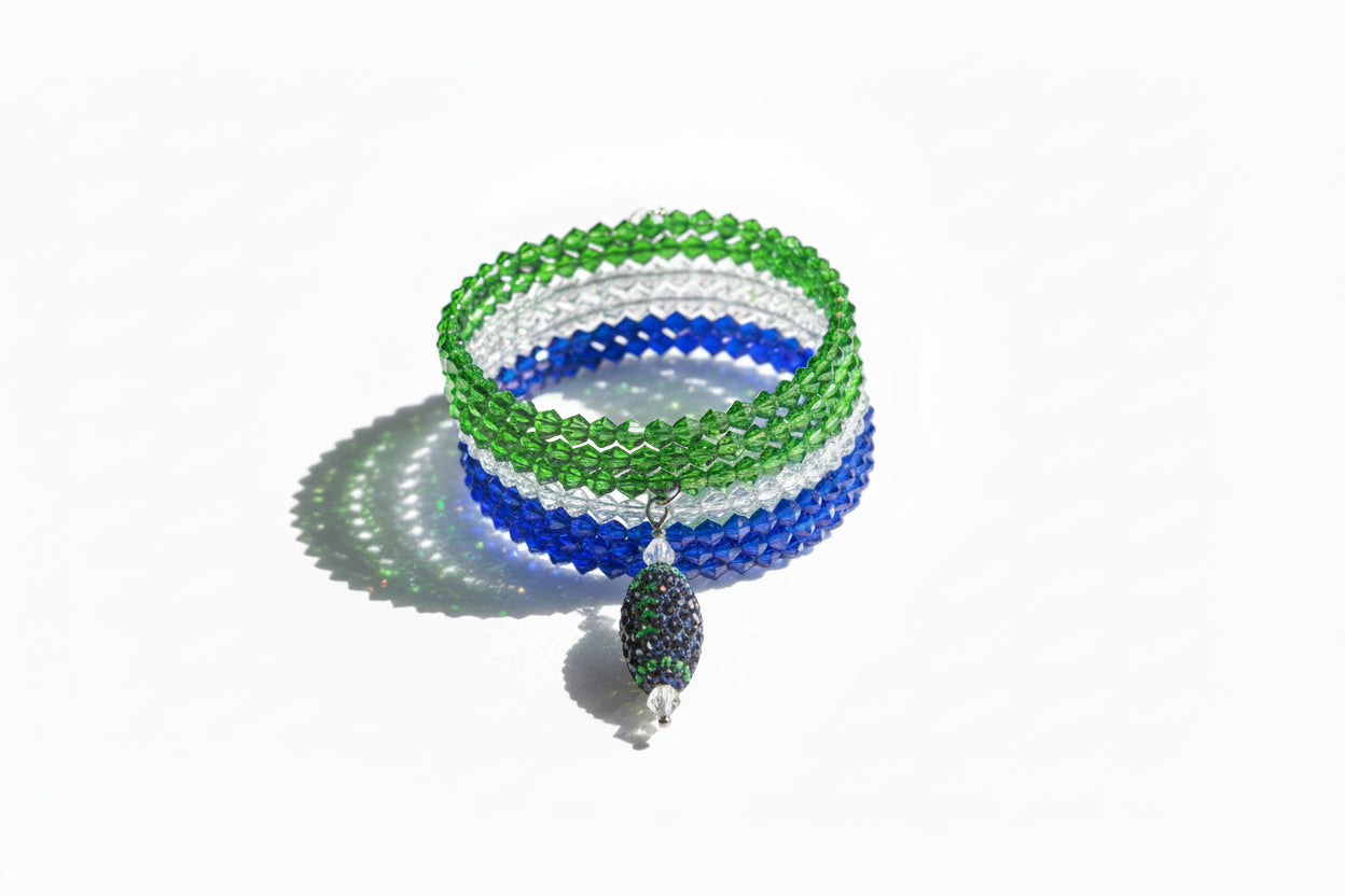 Seahawk Diva Bling Football Charm Wrap Bracelet