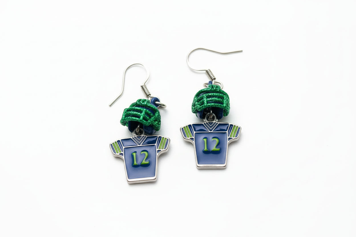 Seahawk Helmet & Jersey Earrings - Mini