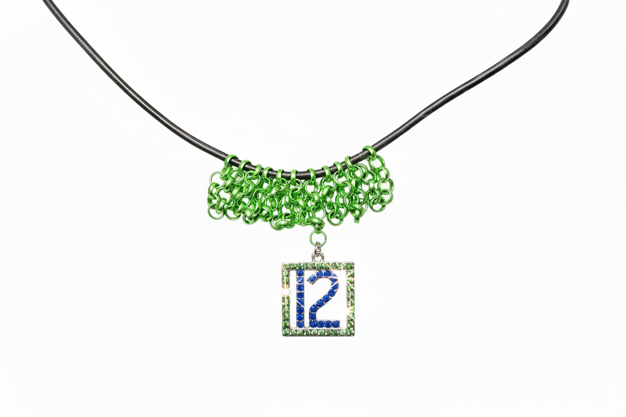 #12 Bling Necklace w Green Chain