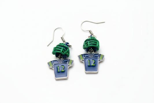 Seahawk Helmet & Jersey Earrings - Mini