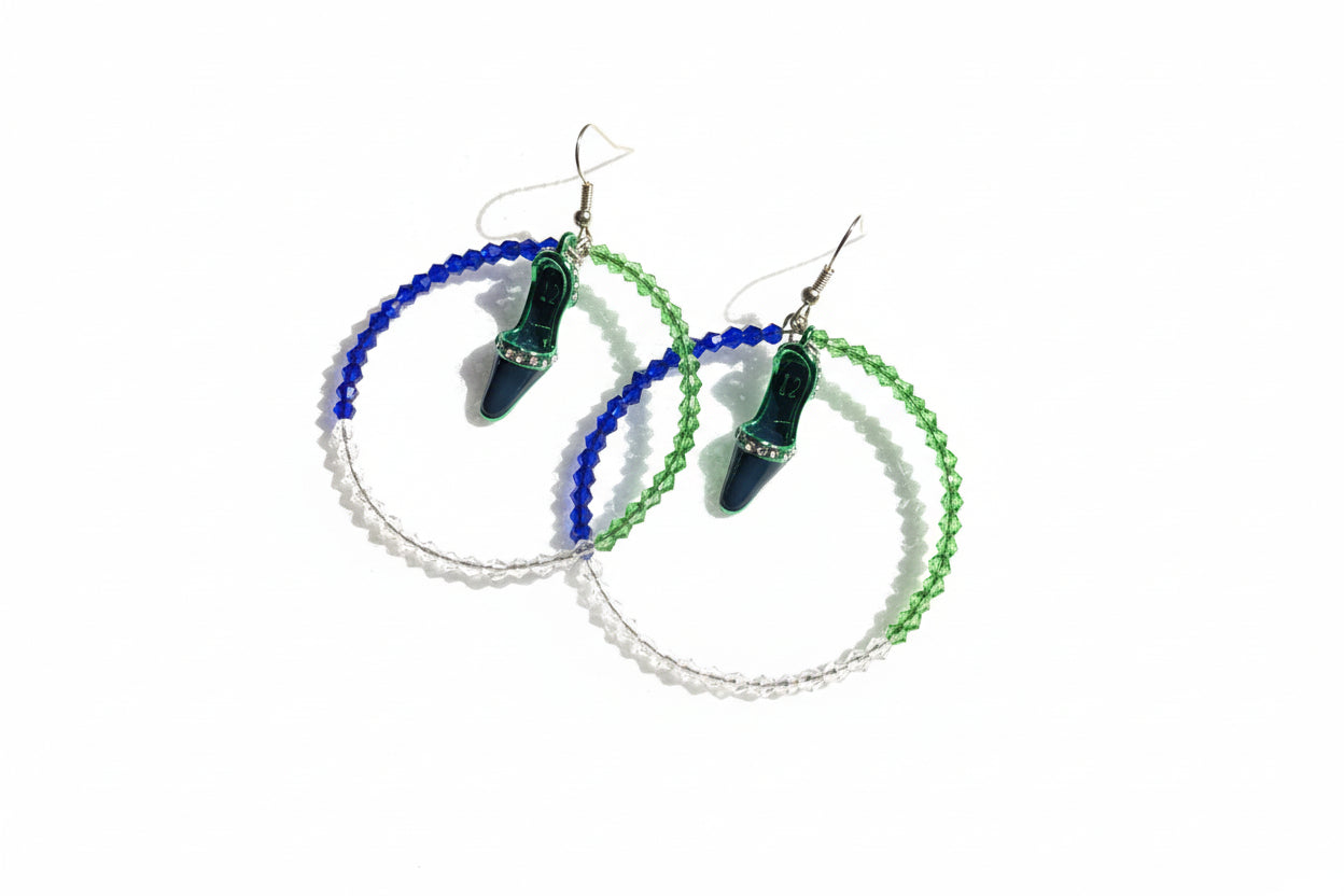 Seahawk Diva Crystal Hoop Earrings - High Heel